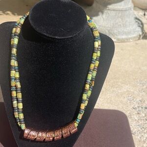 Jay King Earthy Tones Beaded Necklace copper pendant